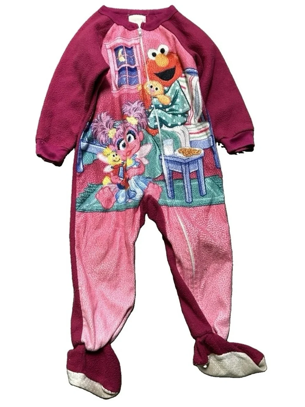 Vintage Toddler Girl Sesame Street Elmo Footie Pajamas Size 3T